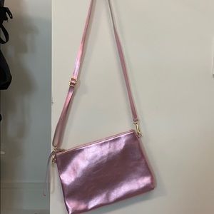 Pink Metallic Crossbody leather bag